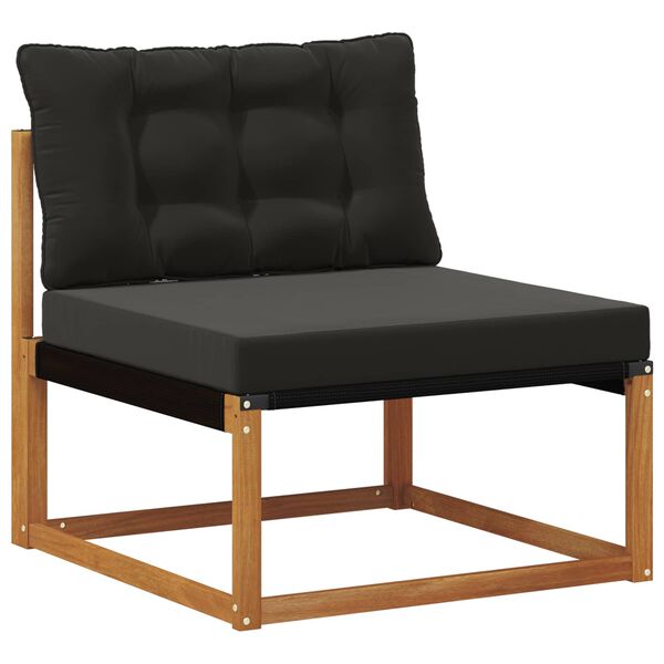 vidaXL Buiten bankenset met kussen 11 pcs Natuurlijk en Zwart