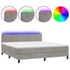vidaXL Boxspring met matras en LED fluweel lichtgrijs 180x200 cm