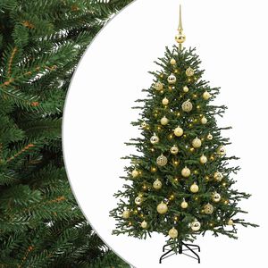 vidaXL Kunstkerstboom met kerstbal 120 cm 150 LED's Warmwit