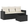 vidaXL 4-delige Loungeset met kussens poly rattan zwart