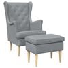 vidaXL Fauteuil met Voetenbank 2 st Lichtgrijs Stof