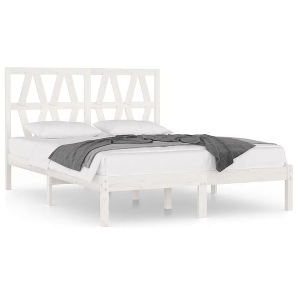 vidaXL Bedframe massief grenenhout wit 120x200 cm