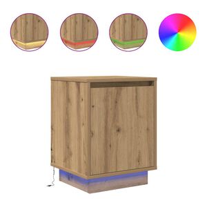 vidaXL Nachtkastje met LED-verlichting 38x34x50 cm artisanaal eiken