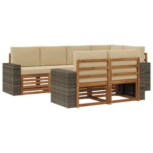 vidaXL Hoekbank Set met kussen 7 pcs Natuurlijk en Beige
