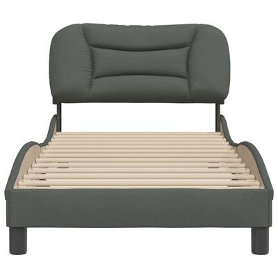 vidaXL Bedframe met hoofdbord stof donkergrijs 80x200 cm