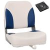 vidaXL Bootstoel 1 set met blauw-witte kussens inklapbaar