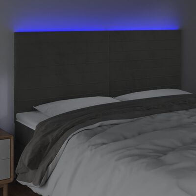 vidaXL Hoofdbord LED 180x5x118/128 cm fluweel donkergrijs