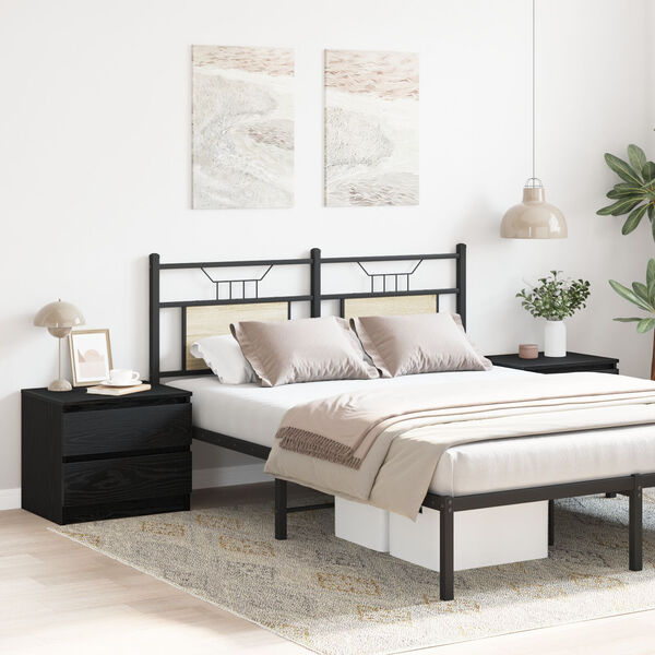 vidaXL Nachtkastje 2 pcs Zwart Eiken 50 x 40 x 43,5 cm Bewerkt hout