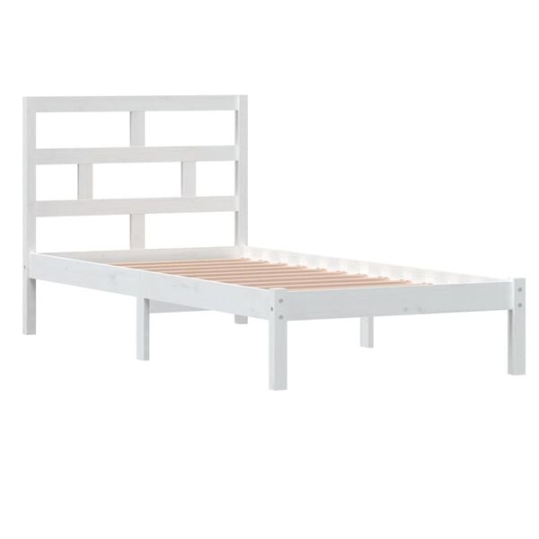 vidaXL Bedframe massief hout wit 90x190 cm