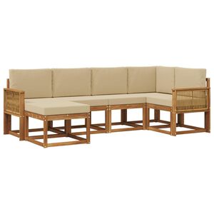 vidaXL Buiten bankenset 6 st 6-zits Natuurlijk en Beige