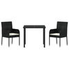 vidaXL Tuin eettafelset met kussen 9 pcs Zwart poly rattan