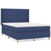 vidaXL Boxspring met matras stof blauw 140x190 cm