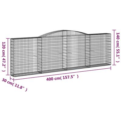 vidaXL Schanskorven 5 st gewelfd 400x30x120/140 cm ijzer