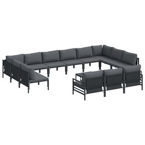 vidaXL Tuinbankenset 14 st Zwart Staal