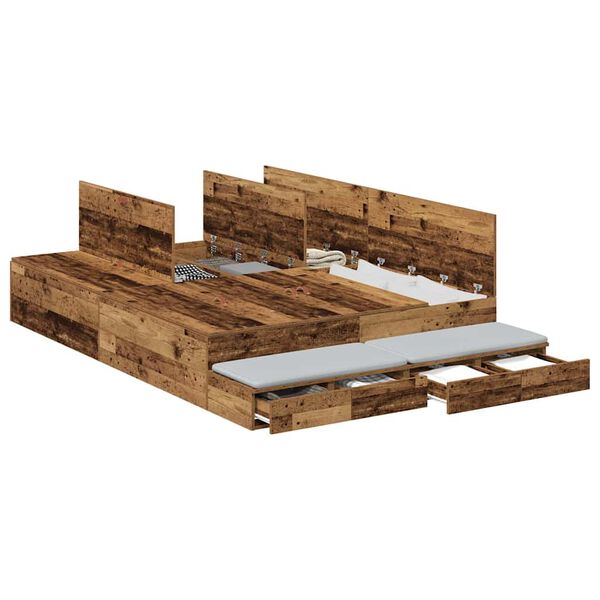 vidaXL Opbergbedframe Oud hout 236.5 x 160 x 31.5 cm Bewerkt hout