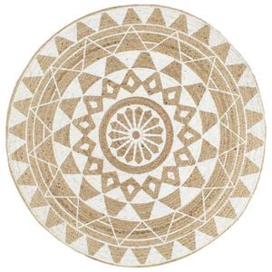 vidaXL Vloerkleed handgemaakt met witte print 90 cm jute