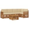 vidaXL Hoekbank Set 6 pcs Natuurlijk en Beige Massief Acaciahout