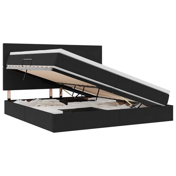 vidaXL Opbergbed met LED met matras Zwart 200 x 200 cm Fluweel