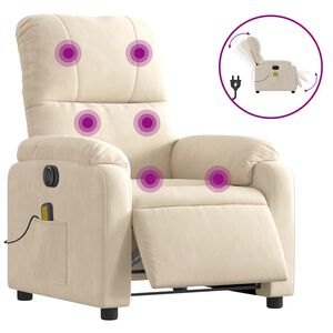 vidaXL Massagestoel elektrisch verstelbaar microvezelstof beige