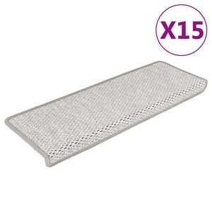 vidaXL Trapmatten zelfklevend 15 st sisal-look 65x21x4 cm platinakleur