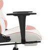 vidaXL Massage gamestoel met voetensteun kunstleer wit en roze
