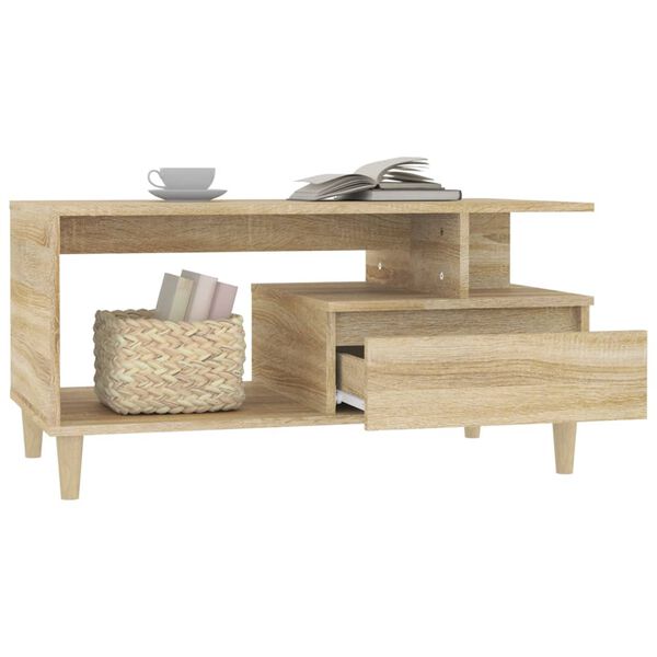 vidaXL Salontafel 90x49x45 cm bewerkt hout sonoma eikenkleurig