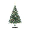 vidaXL Kunstkerstboom met verlichting ballen sneeuw dennenappel 150 cm