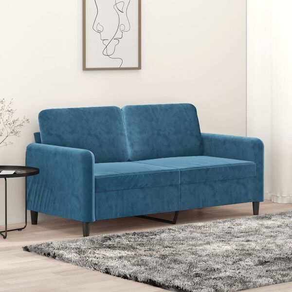 vidaXL Tweezitsbank 140 cm fluweel blauw