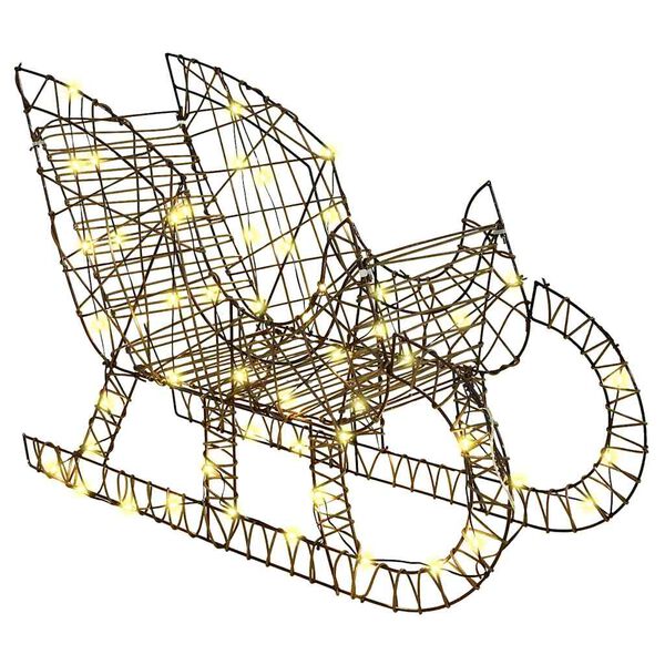 vidaXL Rendier trek slede met 200 LED Warmwit 70 x 26 x 129 cm Rattan