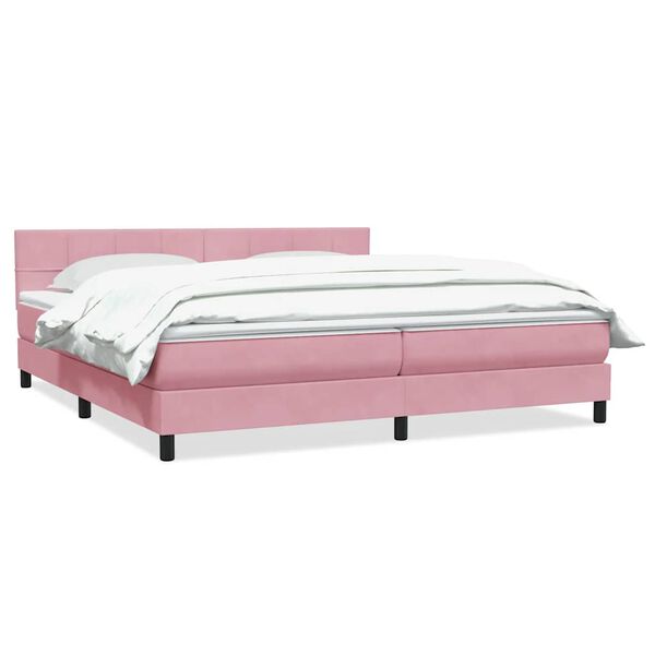 vidaXL Boxspring met matras fluweel roze 180x210 cm
