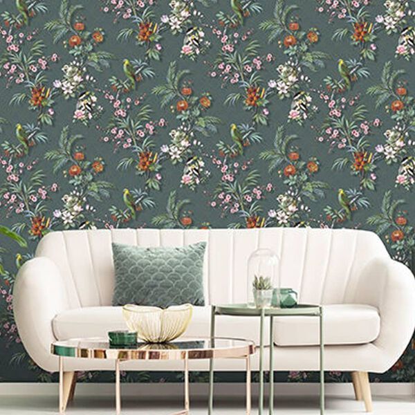 DUTCH WALLCOVERINGS Behang Tropical blauw-groen