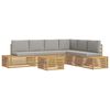 vidaXL 7 st Buiten bankenset Polyester Wit en Lichtgrijs