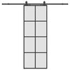 vidaXL Schuifdeur met beslagset 76x205 cm ESG glas zwart