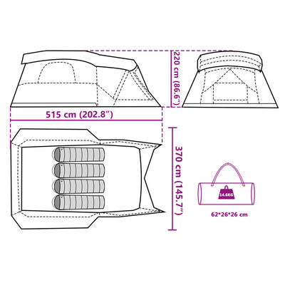 vidaXL Tent met luifel 4-persoons waterdicht blauw