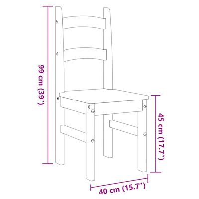 vidaXL Eetkamerstoelen 2 st 40x46x99 cm massief grenenhout