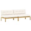 vidaXL Midden Sofaset 2-zits Acaciahout Licht Acacia en Cr&egrave;me Wit