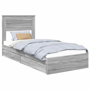vidaXL Opslag bed met lade Grijs Sonoma 100 x 200 cm Bewerkt hout