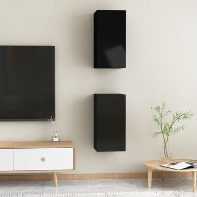 vidaXL Tv-meubelen 2 st 30,5x30x60 cm bewerkt hout hoogglans zwart