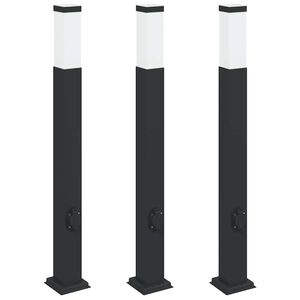 vidaXL Bolderverlichting met stopcontact 3 stuks 80 cm Zwart IP44