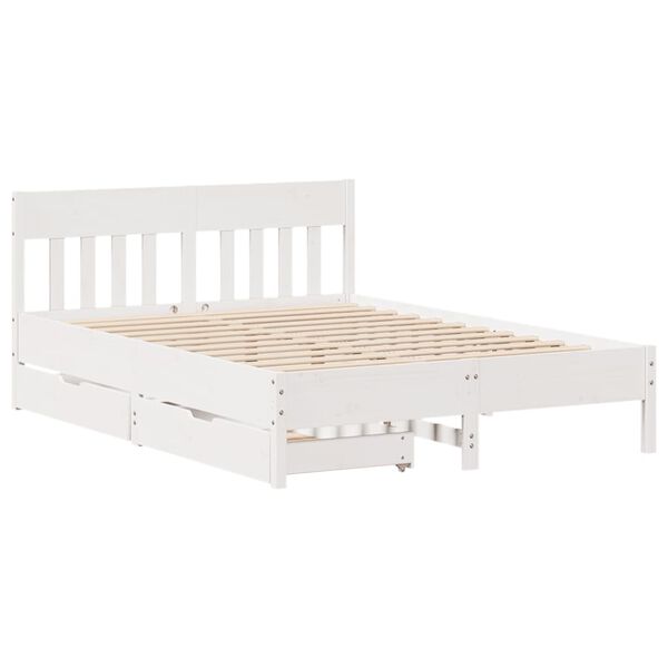 vidaXL Bedframe zonder matras massief grenenhout wit 150x200 cm