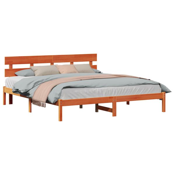 vidaXL Bedframe met hoofdeinde Bruin 180 x 200 cm Massief grenenhout