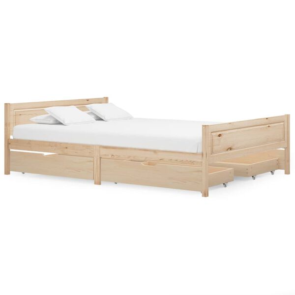 vidaXL Bedframe met 4 lades massief grenenhout 160x200 cm