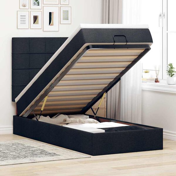 vidaXL Ottoman bed met matras en LED's 100x200cm stof zwart