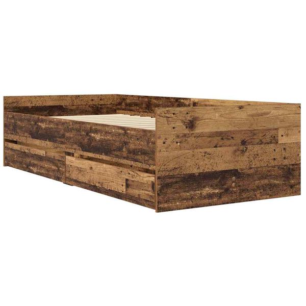 vidaXL Bedframe met lade Oud Hout 100 x 200 cm Massief grenenhout