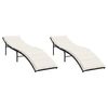 vidaXL Ligbedden 2 st met kussens poly rattan zwart