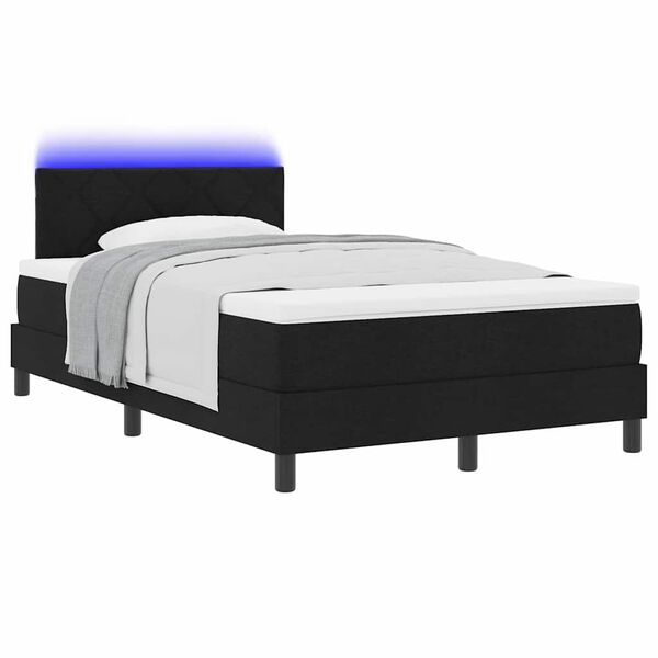 vidaXL Boxspring bed met matras met LED Zwart 120 x 200 cm Stof