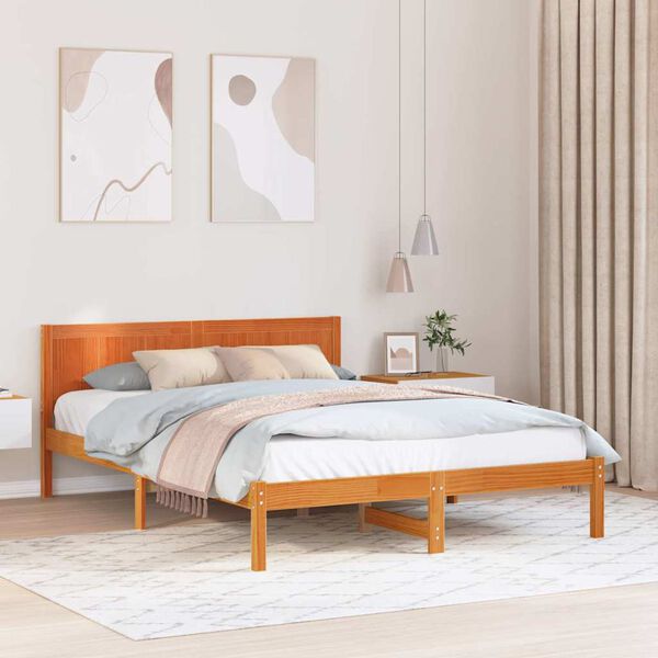 vidaXL Bedframe Bruin 150 x 200 cm Massief grenenhout