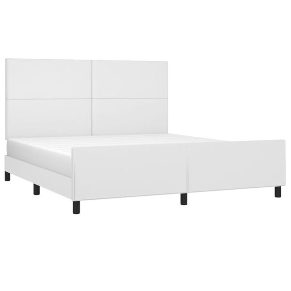vidaXL Bedframe met hoofdbord kunstleer wit 160x200 cm