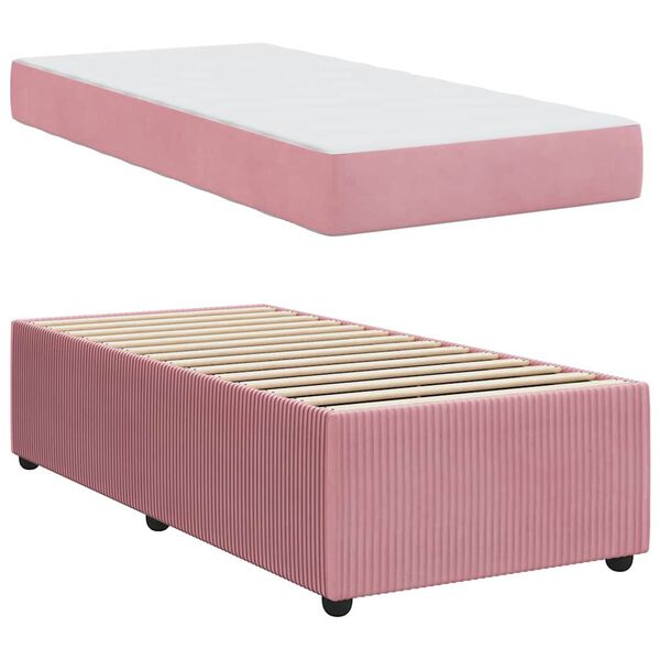 vidaXL Bedframe met matras Roze 100 x 200 cm Stof