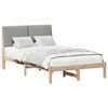 vidaXL Bedframe Bruin en lichtgrijs 135 x 190 cm Massief grenenhout